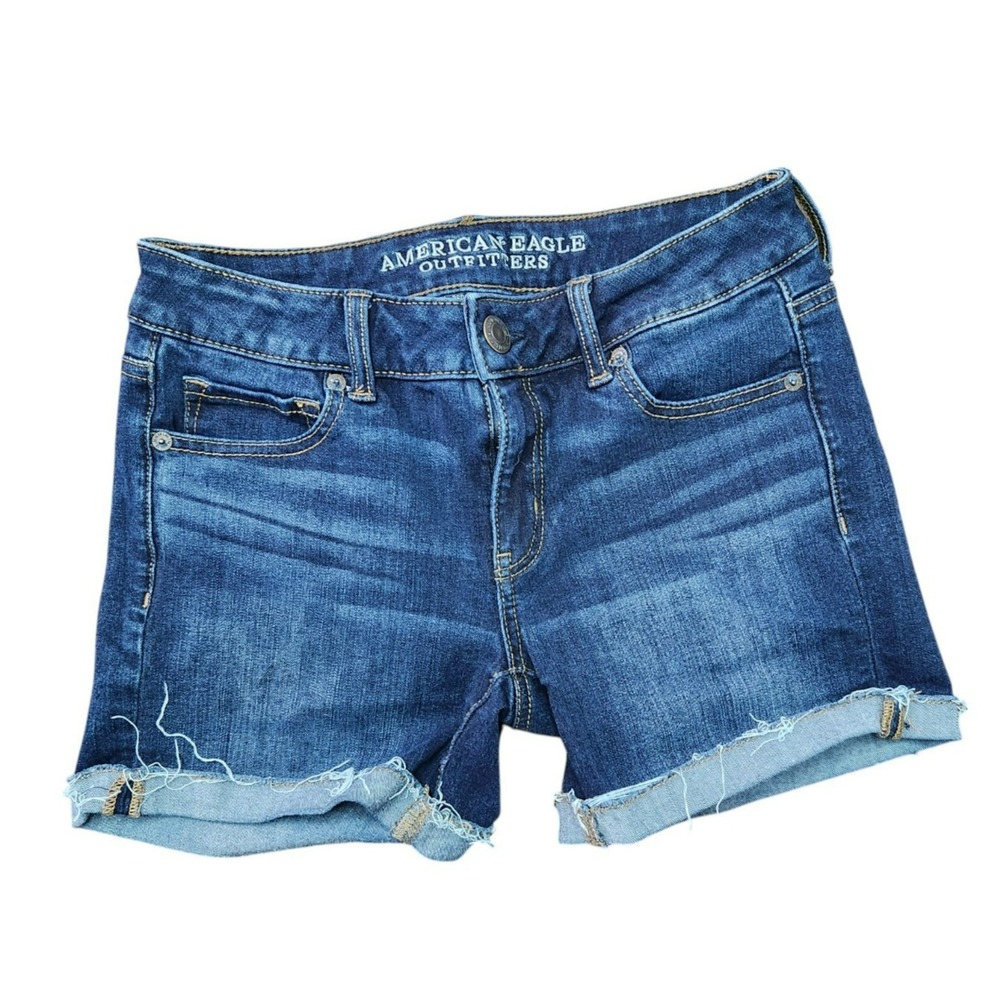American Eagle Outfitters 360 Super Stretch Midi Aeo Denim Jean Shorts Size 4